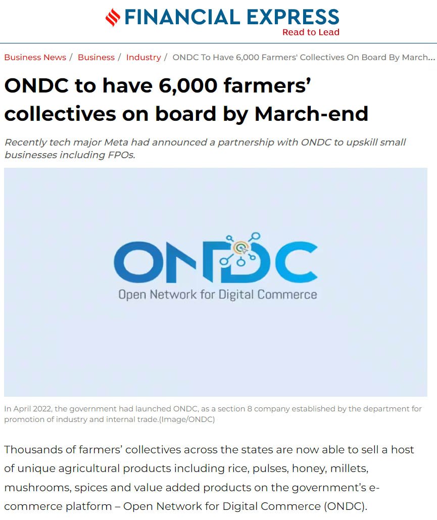 ONDC to have 6,000 farmers’ collectives on board by March-end, IPO News