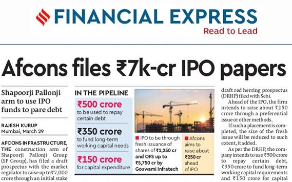 afcons files 7k cr ipo papers