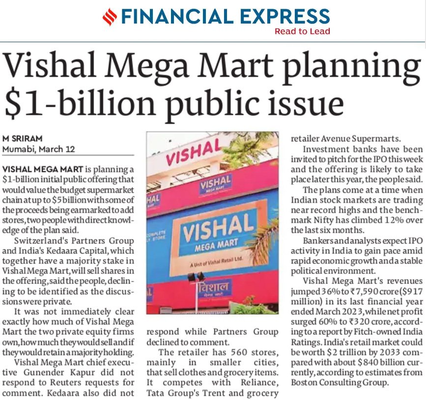 Vishal Mega Mart's Ambitious Move: $1 Billion Public Issue Unveiled | IndiaIPO News